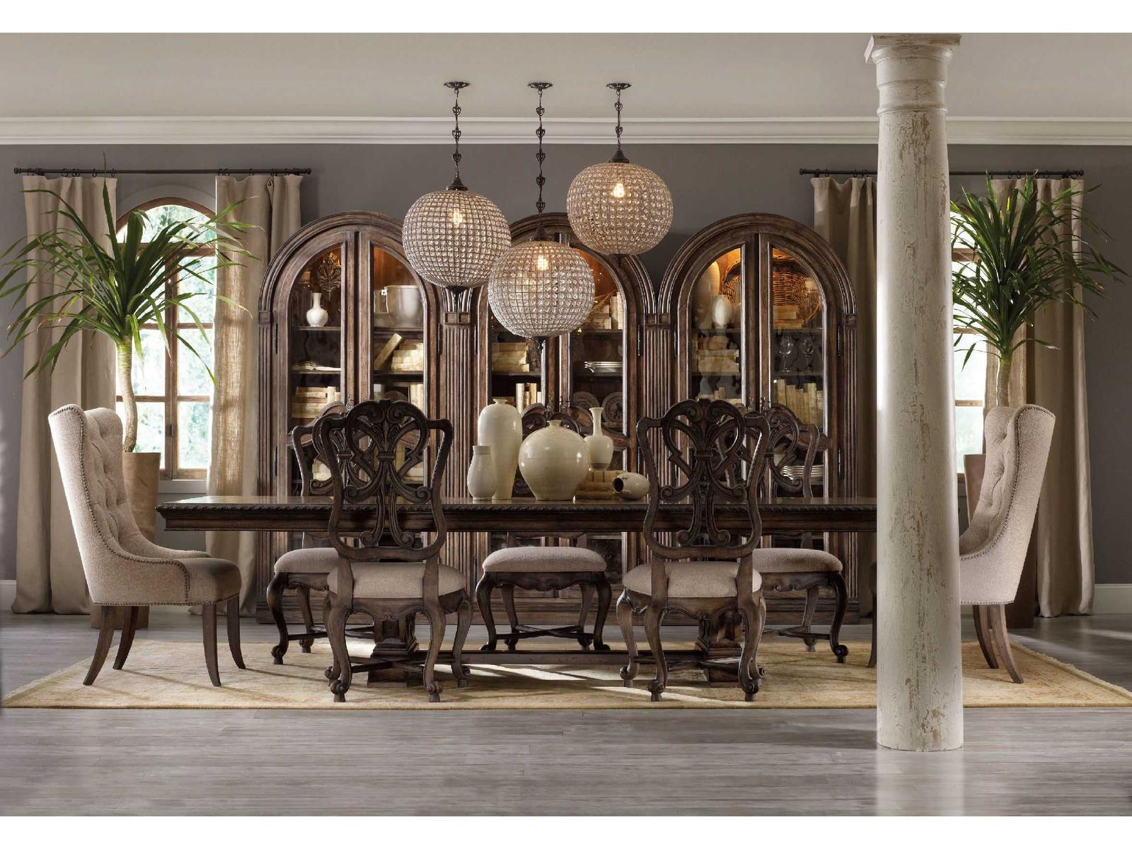 Rhapsody 88-128 Inch Rectangle Dining Table Walnut Colored Rustic Finish