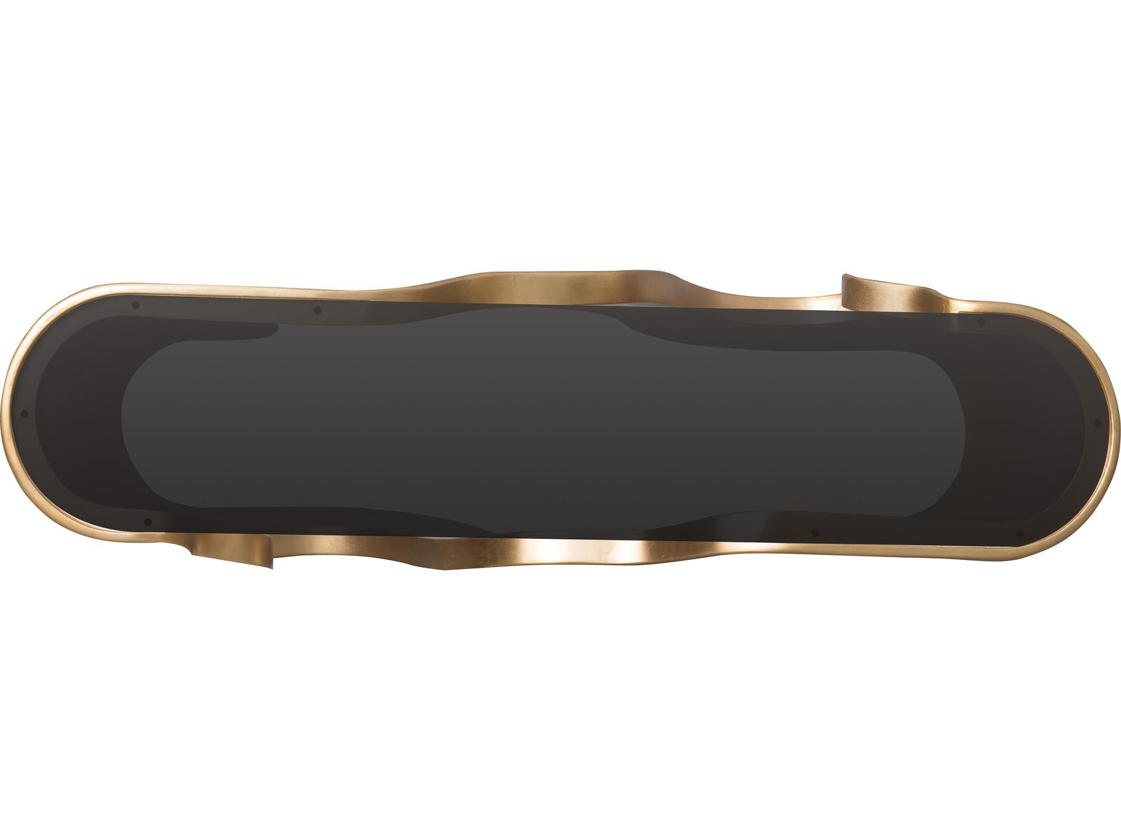 Melange Even and Flow Console Table with Smoked Glass Top in Black and Gold