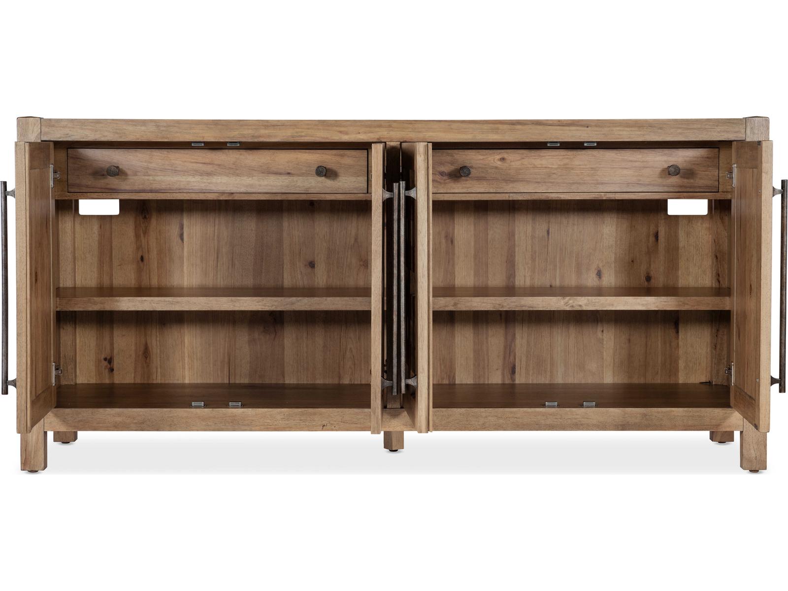 Vineyard Row 80-Inch Oak Wood Sonoma Sideboard with Travertine Top