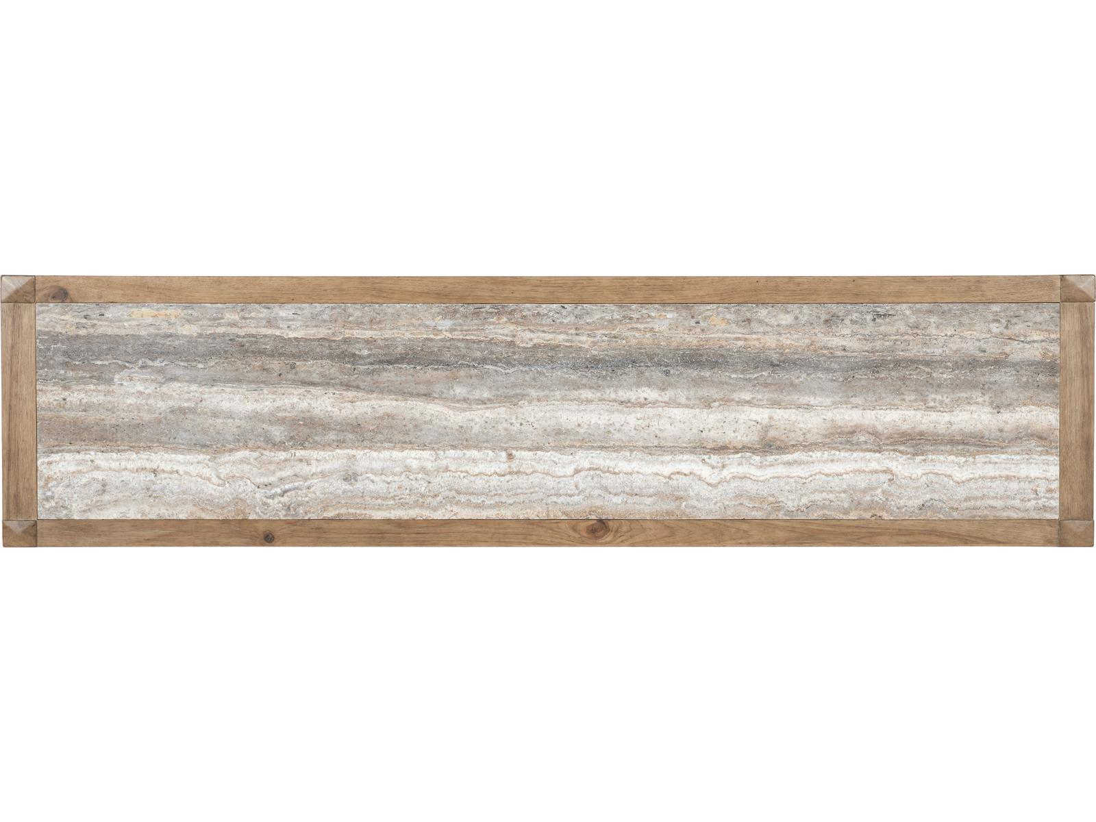 Vineyard Row 80-Inch Oak Wood Sonoma Sideboard with Travertine Top