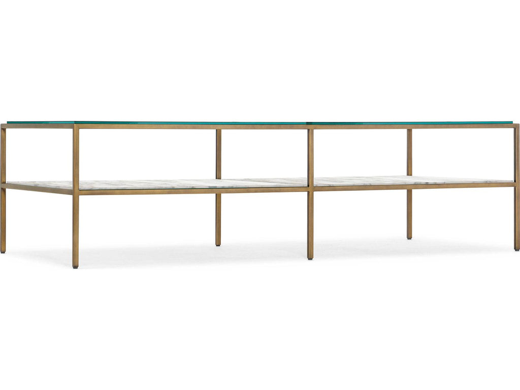 Cashel Rectangular Marble Coffee Table with Gold Stainless Steel Frame