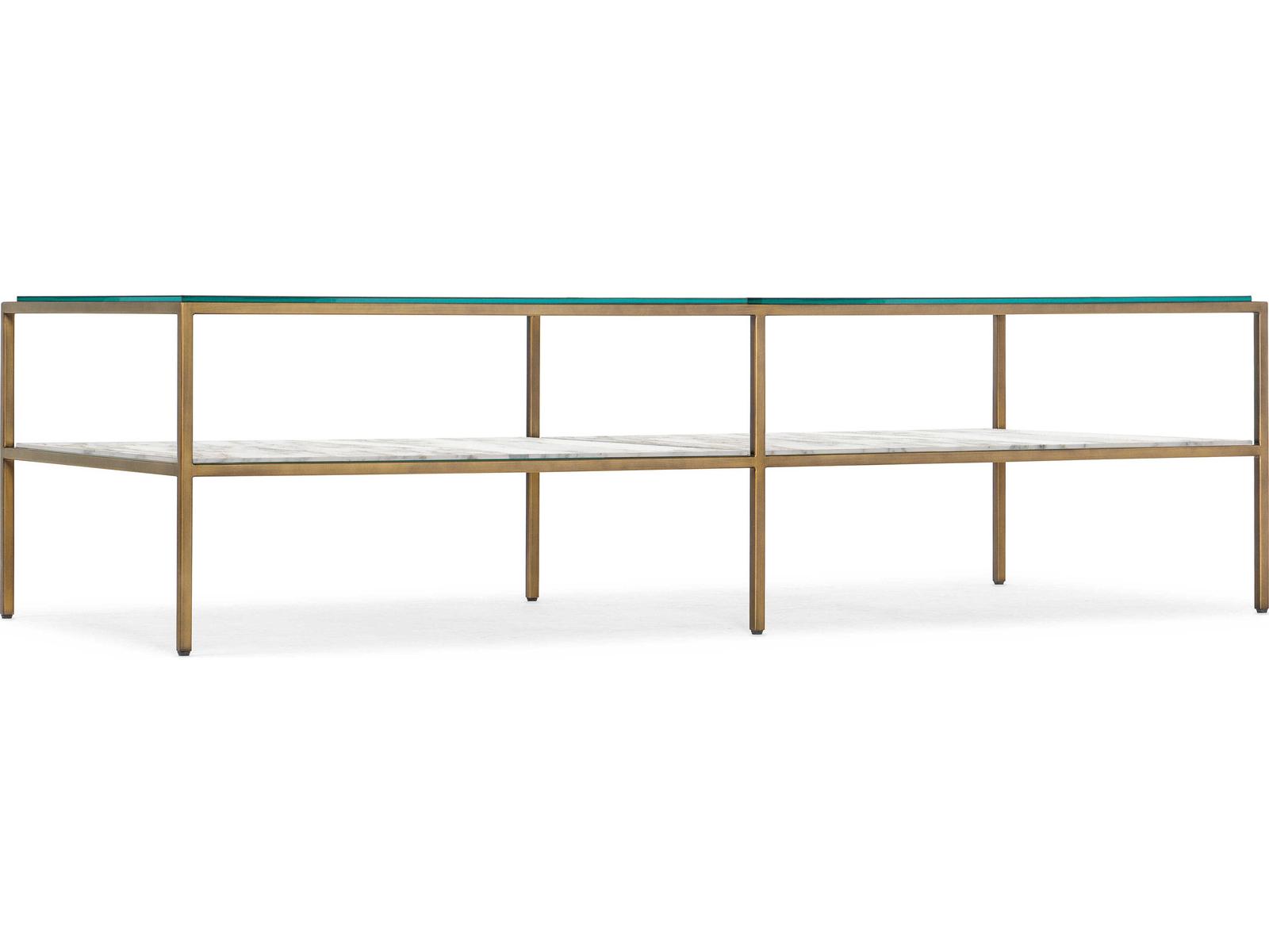 Cashel Rectangular Marble Coffee Table with Gold Stainless Steel Frame