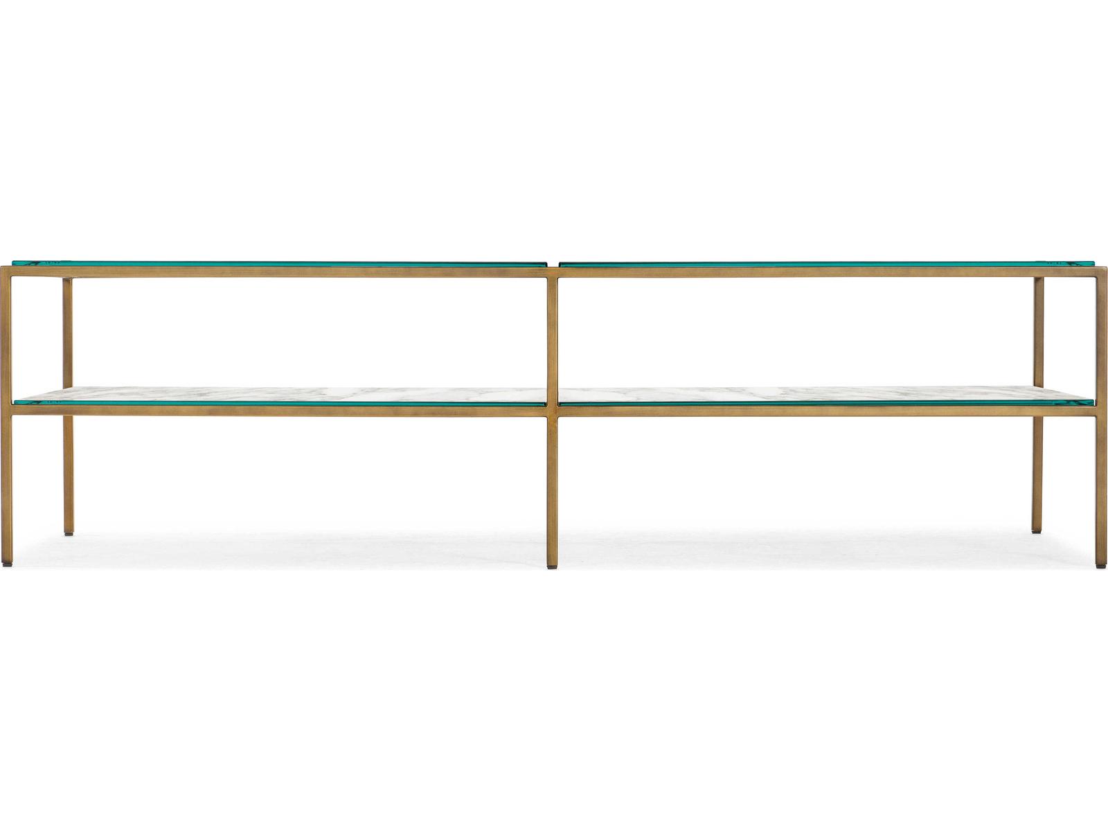 Cashel Rectangular Marble Coffee Table with Gold Stainless Steel Frame