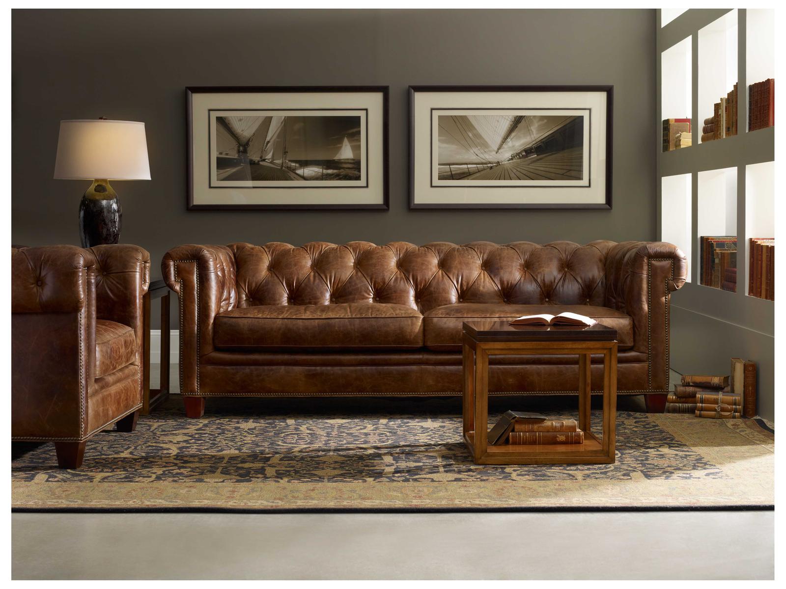 Chester 3-Seat Aniline Leather Stationary Sofa in Dark Natchez Brown