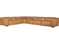 Fresco 6-Seat Power Reclining Leather Sectional in Zen Caramel Brown