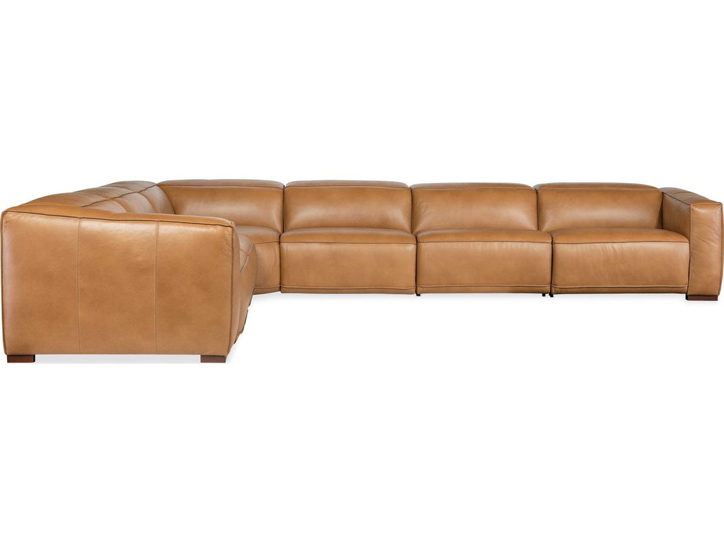 Fresco 6-Seat 4-Power Reclining Semi-Aniline Leather Sectional in Brown