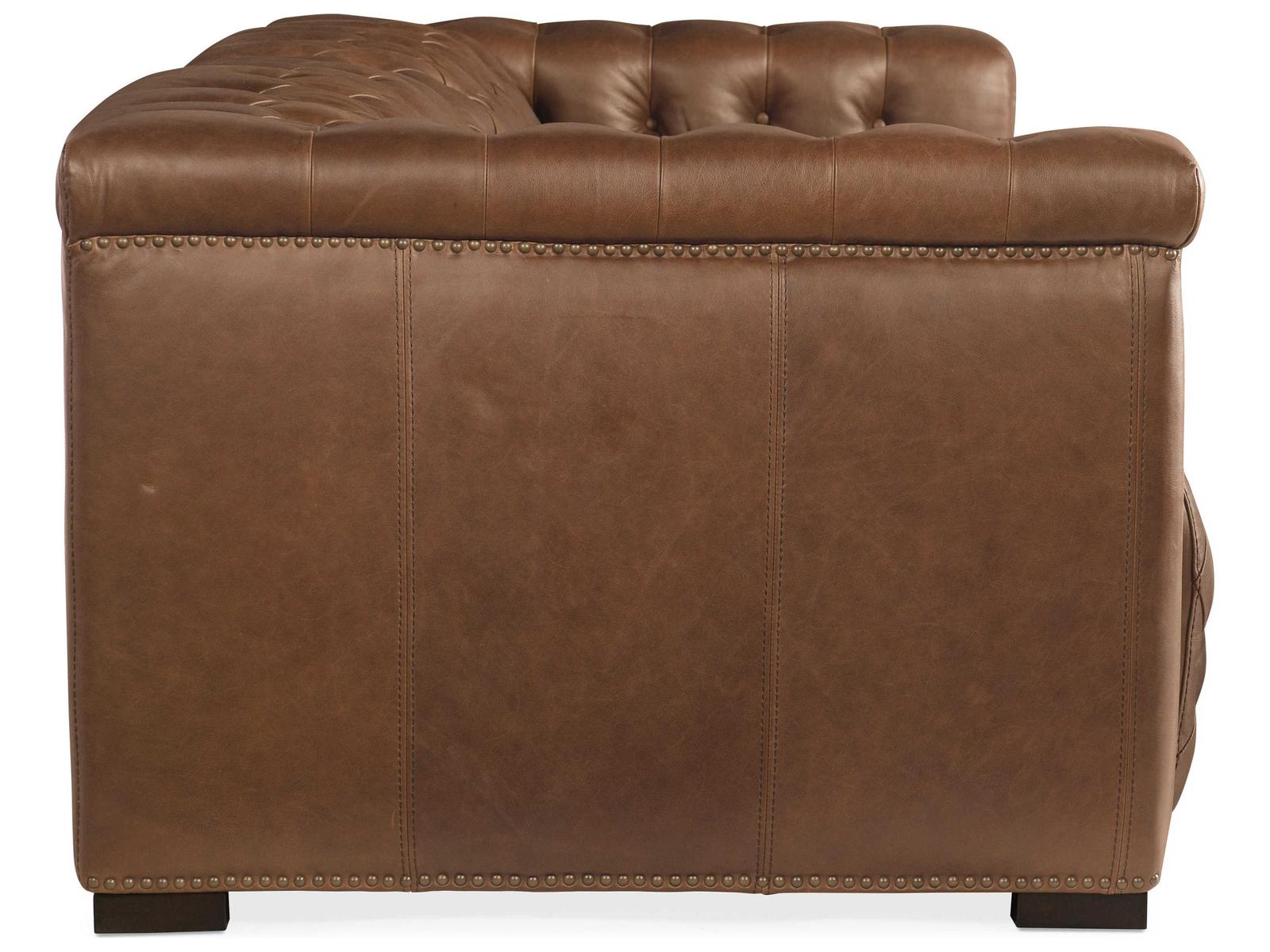 Heritage Dark Wood Brown Leather Sofa