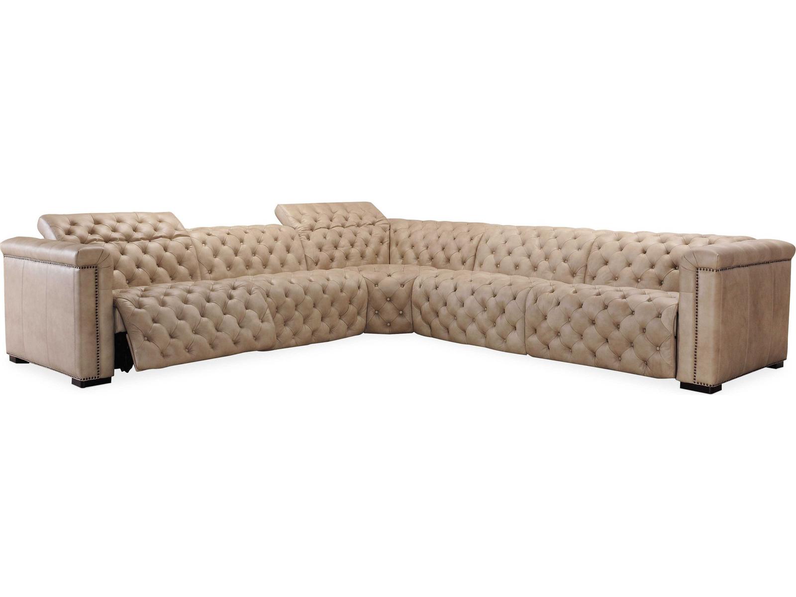 Savion Grandier 5-Piece Power Headrest Tufted Leather Sectional Sofa