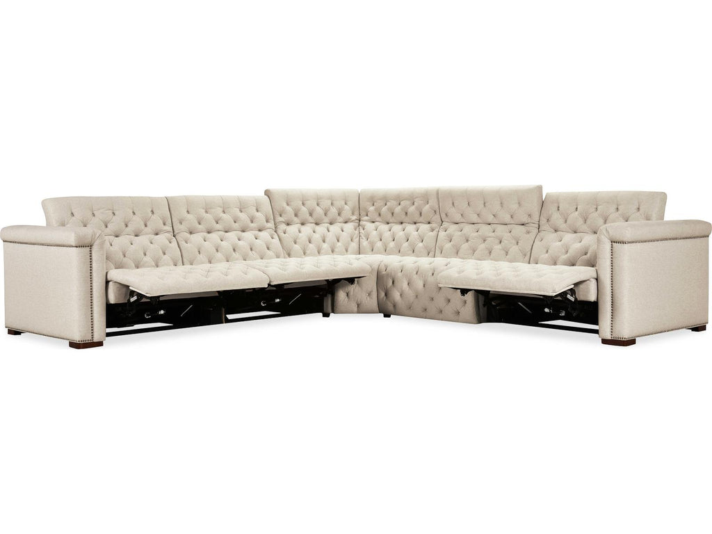 Savion Deux 5-Piece Power Reclining Sectional in Aries Beach Fabric
