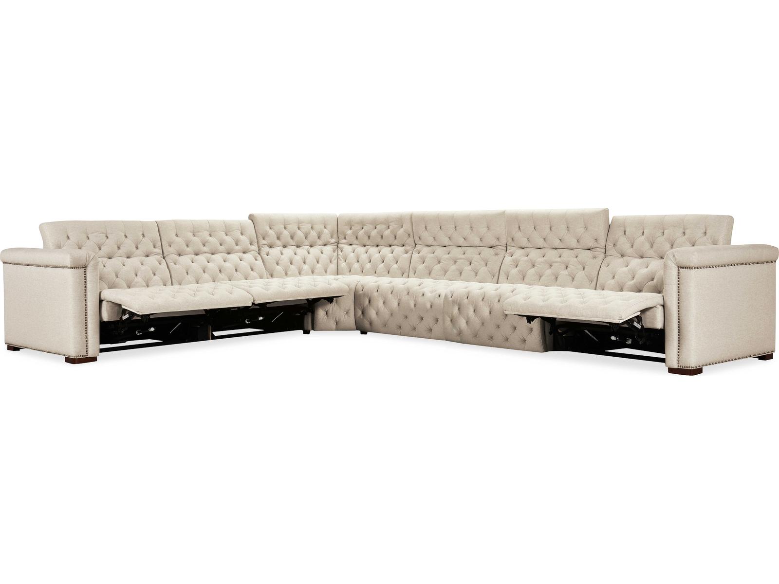Savion Deux 6-Seat Power Reclining Fabric Sectional in Beige