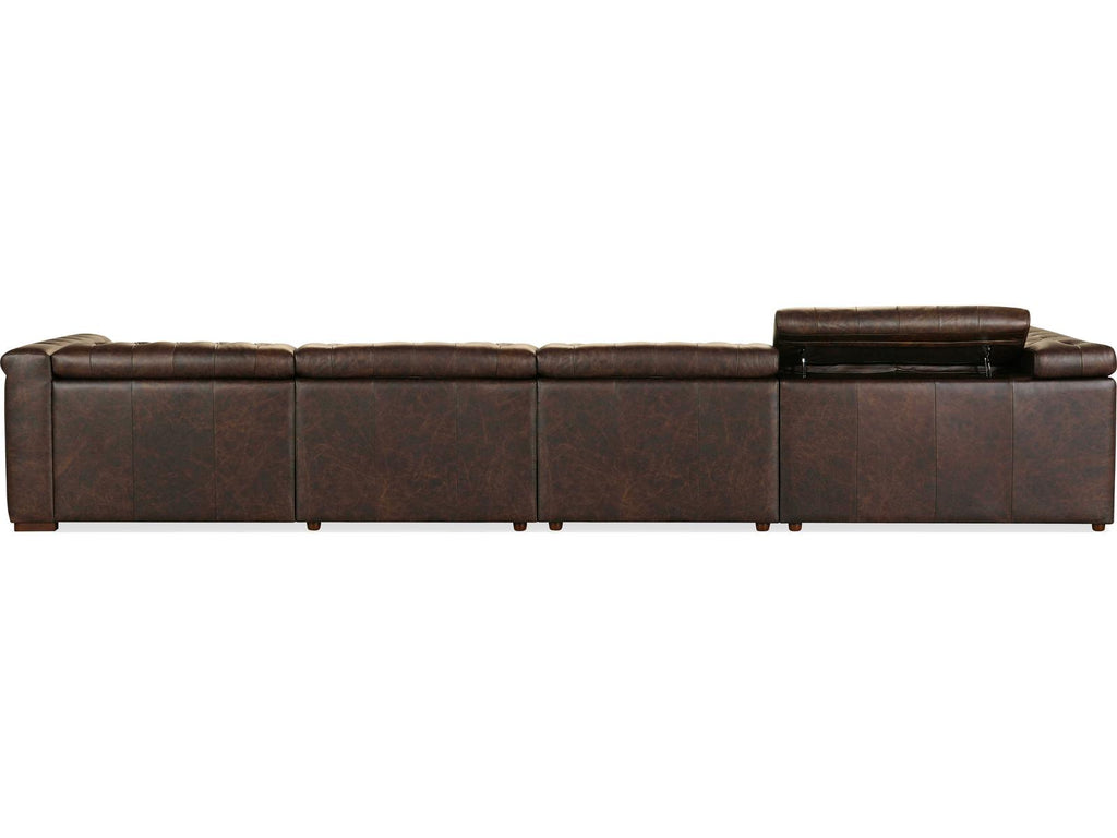 Savion Deux 6-Seat Power Reclining Leather Sectional in West Saddlewood Brown