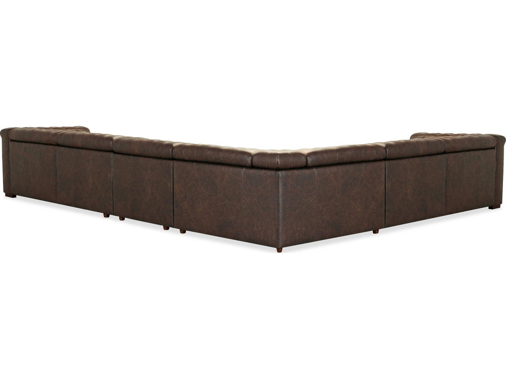 Savion Deux 6-Seat Power Reclining Leather Sectional in West Saddlewood Brown
