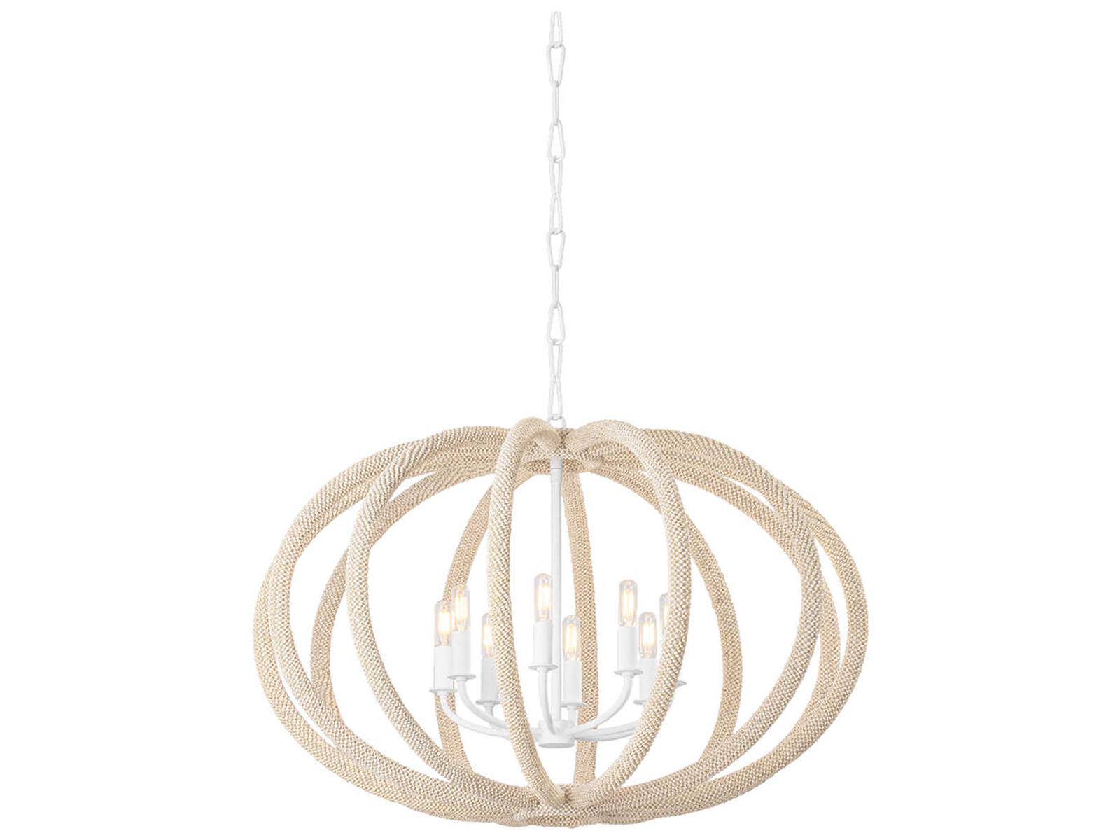 Hudson Valley 6-Light Lewiston Chandelier in White Plaster with Coco Beads