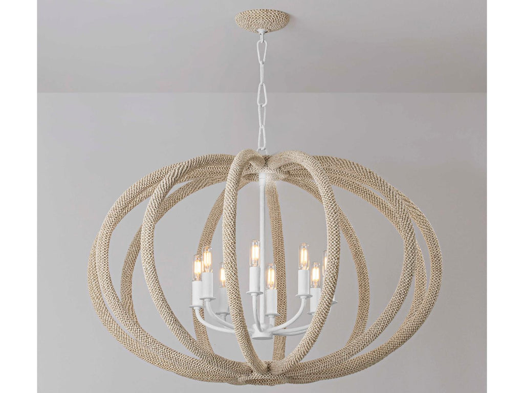Hudson Valley 6-Light Lewiston Chandelier in White Plaster with Coco Beads