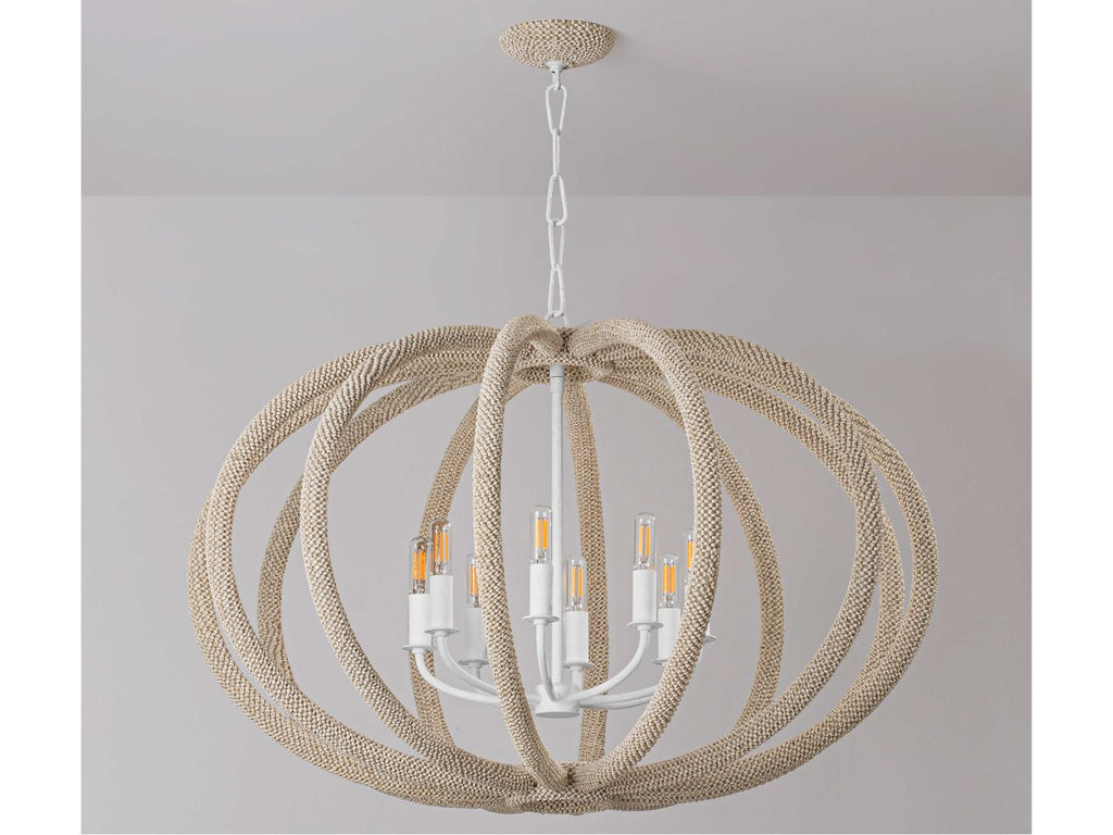 Hudson Valley 6-Light Lewiston Chandelier in White Plaster with Coco Beads