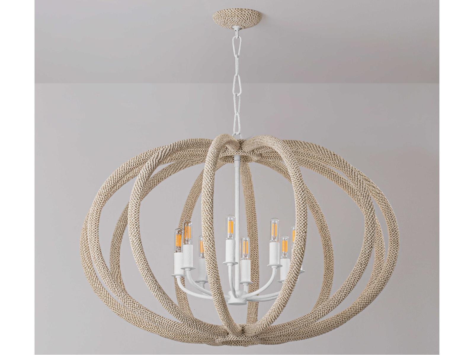 Hudson Valley 6-Light Lewiston Chandelier in White Plaster with Coco Beads