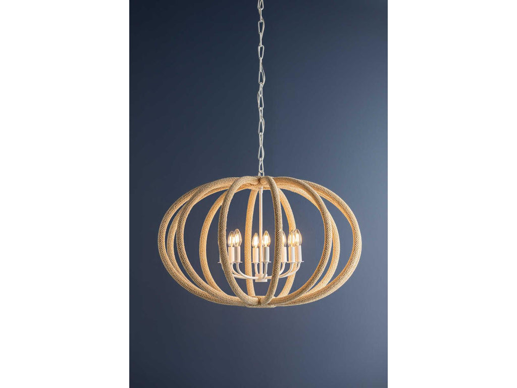 Hudson Valley 6-Light Lewiston Chandelier in White Plaster with Coco Beads
