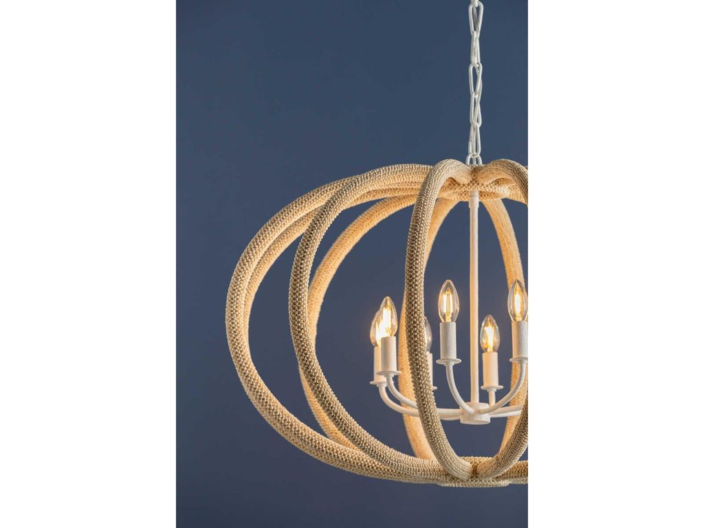 Hudson Valley 6-Light Lewiston Chandelier in White Plaster with Coco Beads
