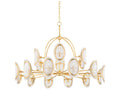 Hudson Valley Danes 18-Light Vintage Gold Leaf Chandelier with Clear Piastra Glass