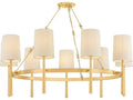 Hudson Valley Bridgeton 9-Light Aged Brass Cylinder Chandelier with Raw Silk Shades
