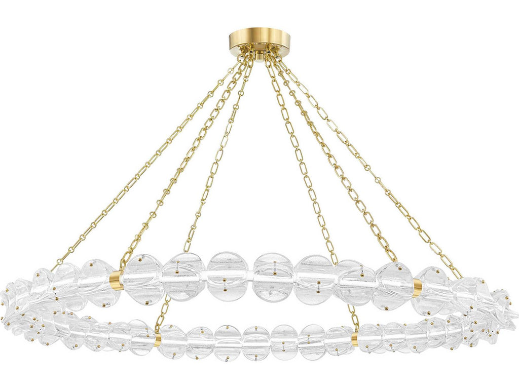 Hudson Valley 1-Light Lindley Aged Brass Etched Glass LED Chandelier