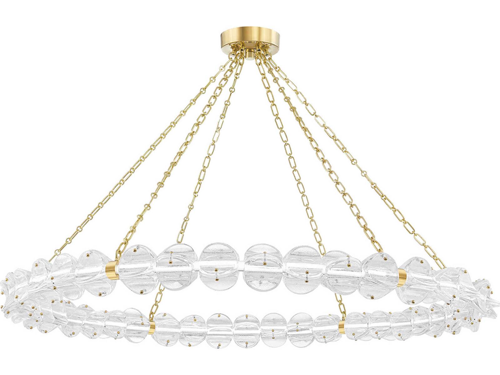 Hudson Valley 1-Light Lindley Aged Brass Etched Glass LED Chandelier