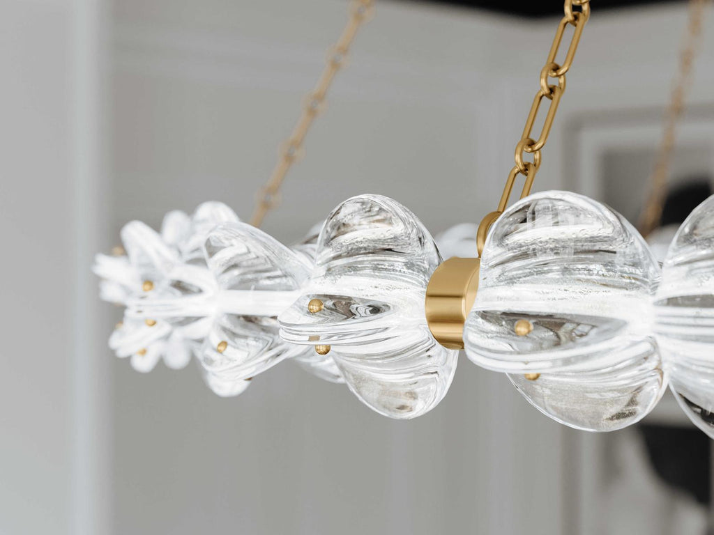 Hudson Valley 1-Light Lindley Aged Brass Etched Glass LED Chandelier