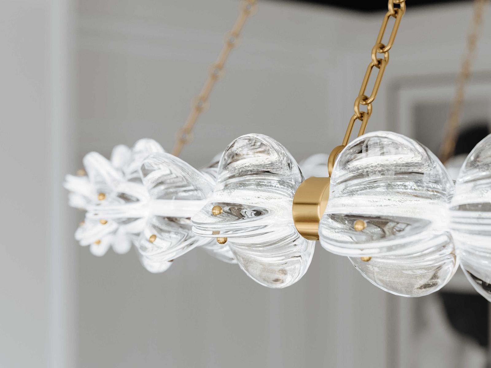 Hudson Valley 1-Light Lindley Aged Brass Etched Glass LED Chandelier