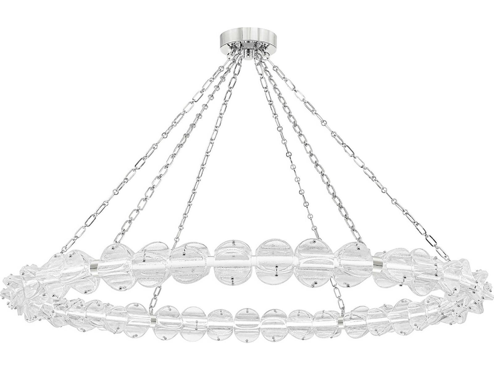 Hudson Valley Lindley LED Ring Chandelier in Polished Nickel with Etched Glass
