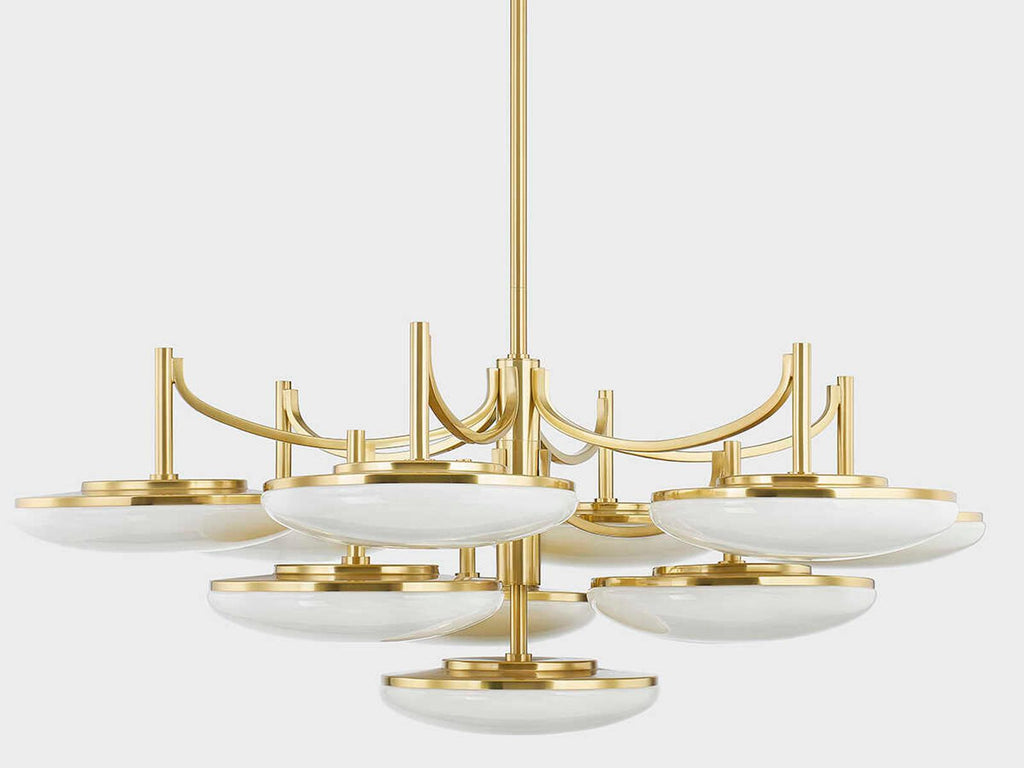Hudson Valley 10-Light Bregman Aged Brass Glass LED Chandelier