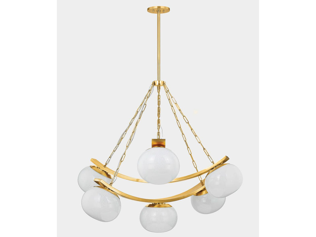 Hudson Valley Duxbury 7-Light Globe Chandelier in Aged Brass