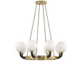 Hudson Valley Werner 8-Light Aged Brass Black Glass Globe Chandelier