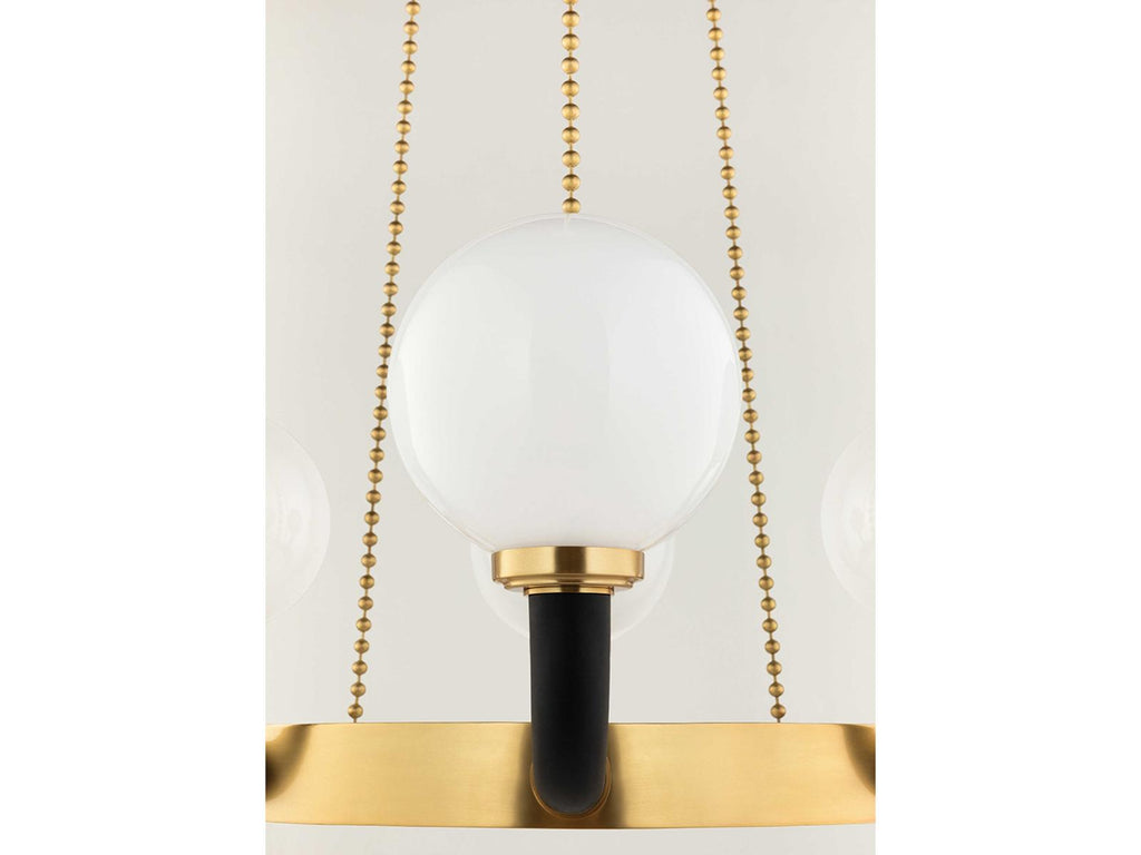 Hudson Valley Werner 12-Light Aged Brass Black Glass Globe Chandelier