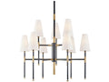 Hudson Valley Bowery 9-Light Chandelier in Aged Old Bronze with Linen Shades