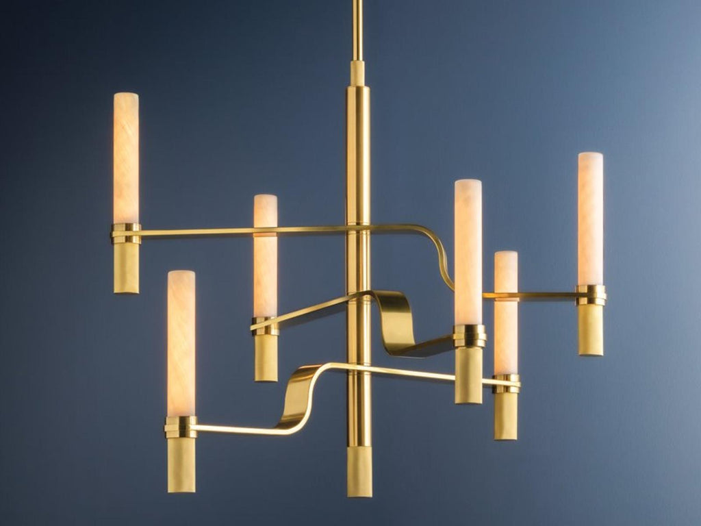 Hudson Valley Allentown 6-Light Modern Integrated LED Chandelier in Aged Brass