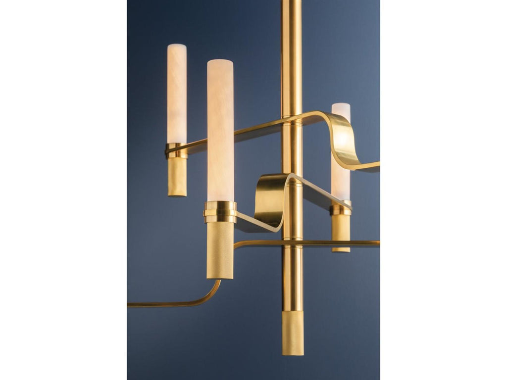 Hudson Valley Allentown 6-Light Modern Integrated LED Chandelier in Aged Brass