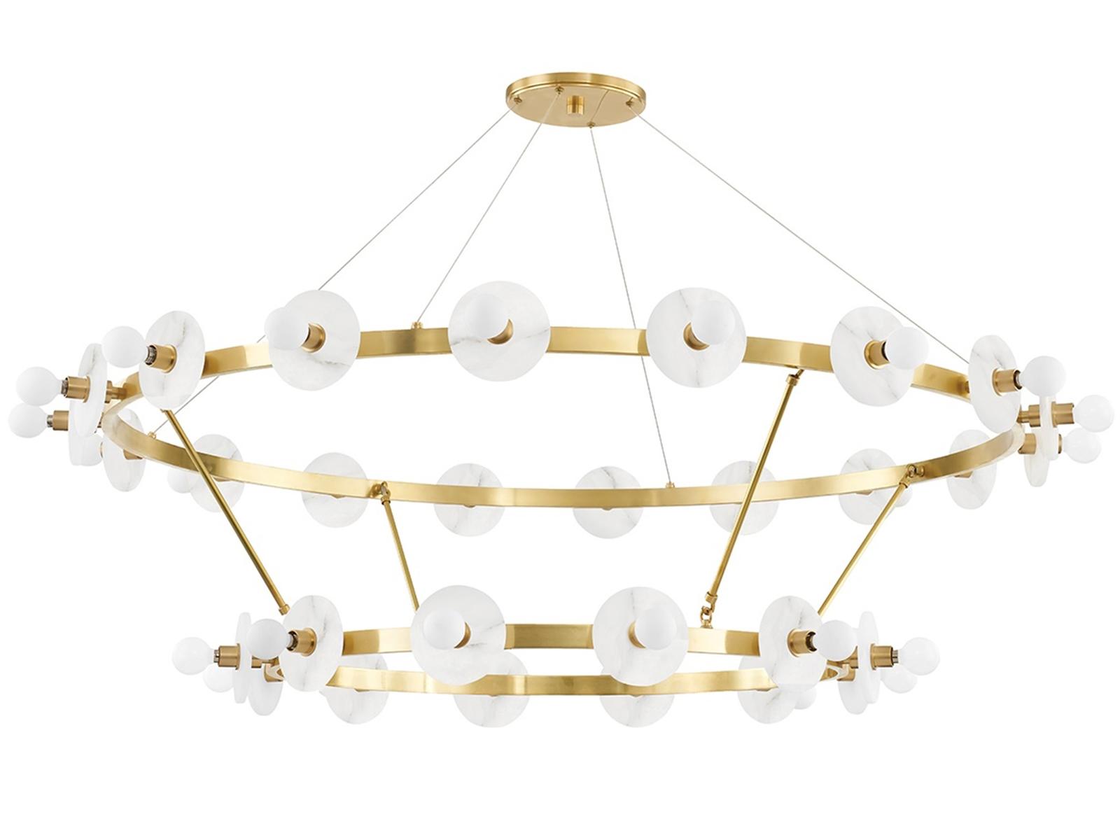 Hudson Valley 30-Light Austen LED Tiered Chandelier in Aged Brass