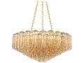 Hudson Valley 9-Light Watertown Chandelier in Aged Brass with Tronchi Glass