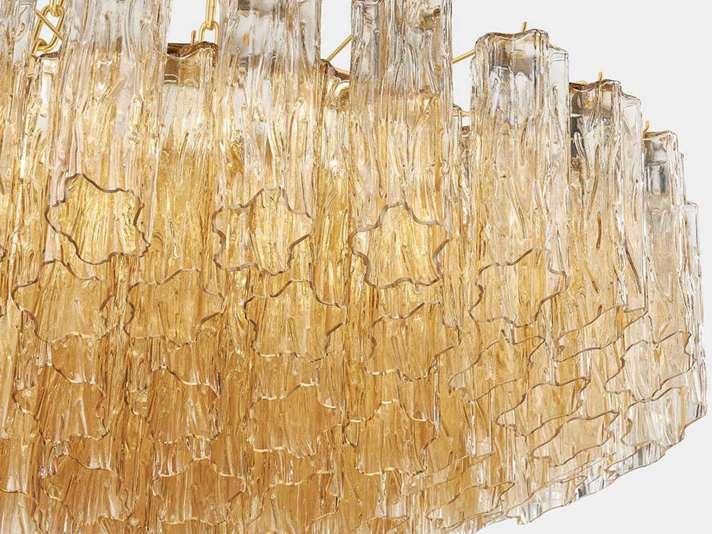 Hudson Valley 9-Light Watertown Chandelier in Aged Brass with Tronchi Glass