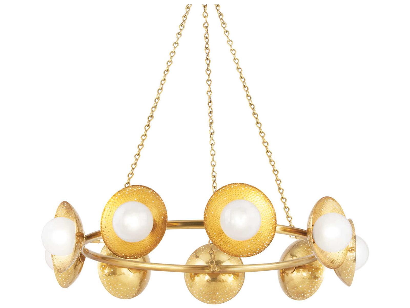 Hudson Valley Glimmer 9-Light Aged Brass LED Globe Chandelier with Etched Glass