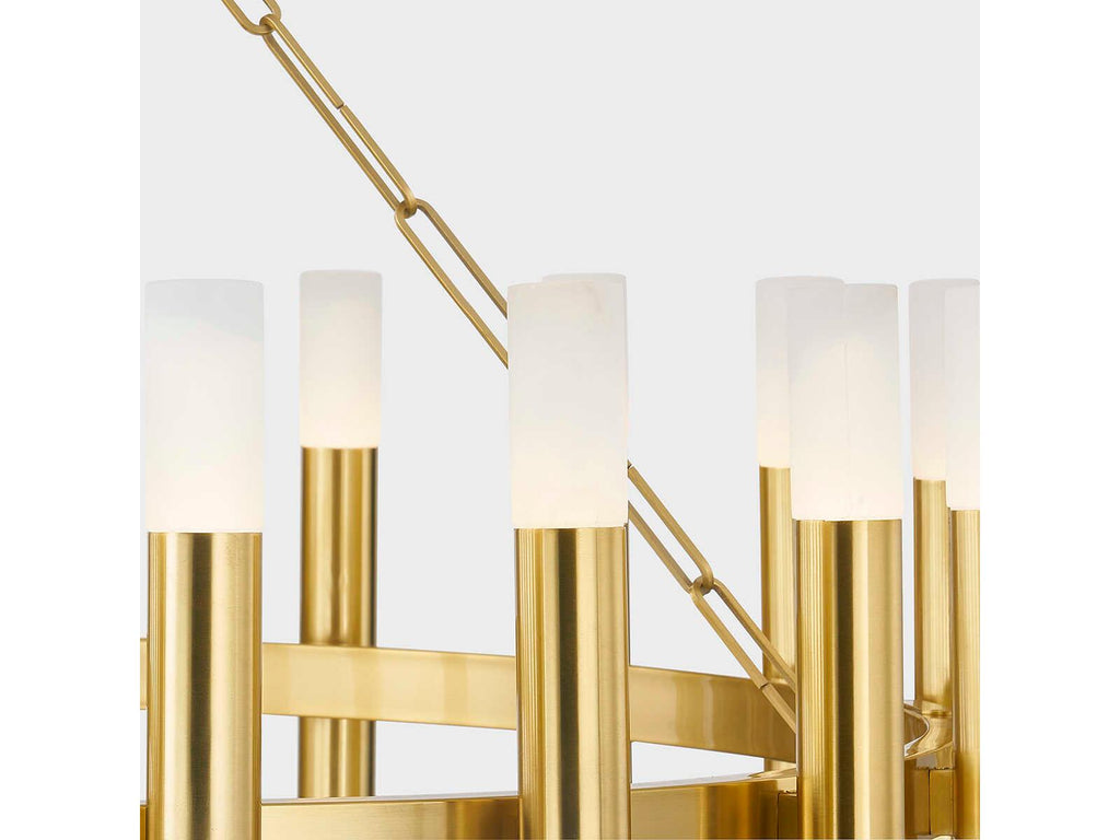 Hudson Valley Pali 12-Light Aged Brass Chandelier with Alabaster Shades