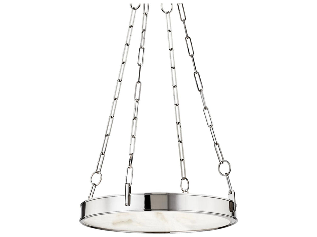 Hudson Valley Kirby 1-Light Round Chandelier in Polished Nickel with White Alabaster