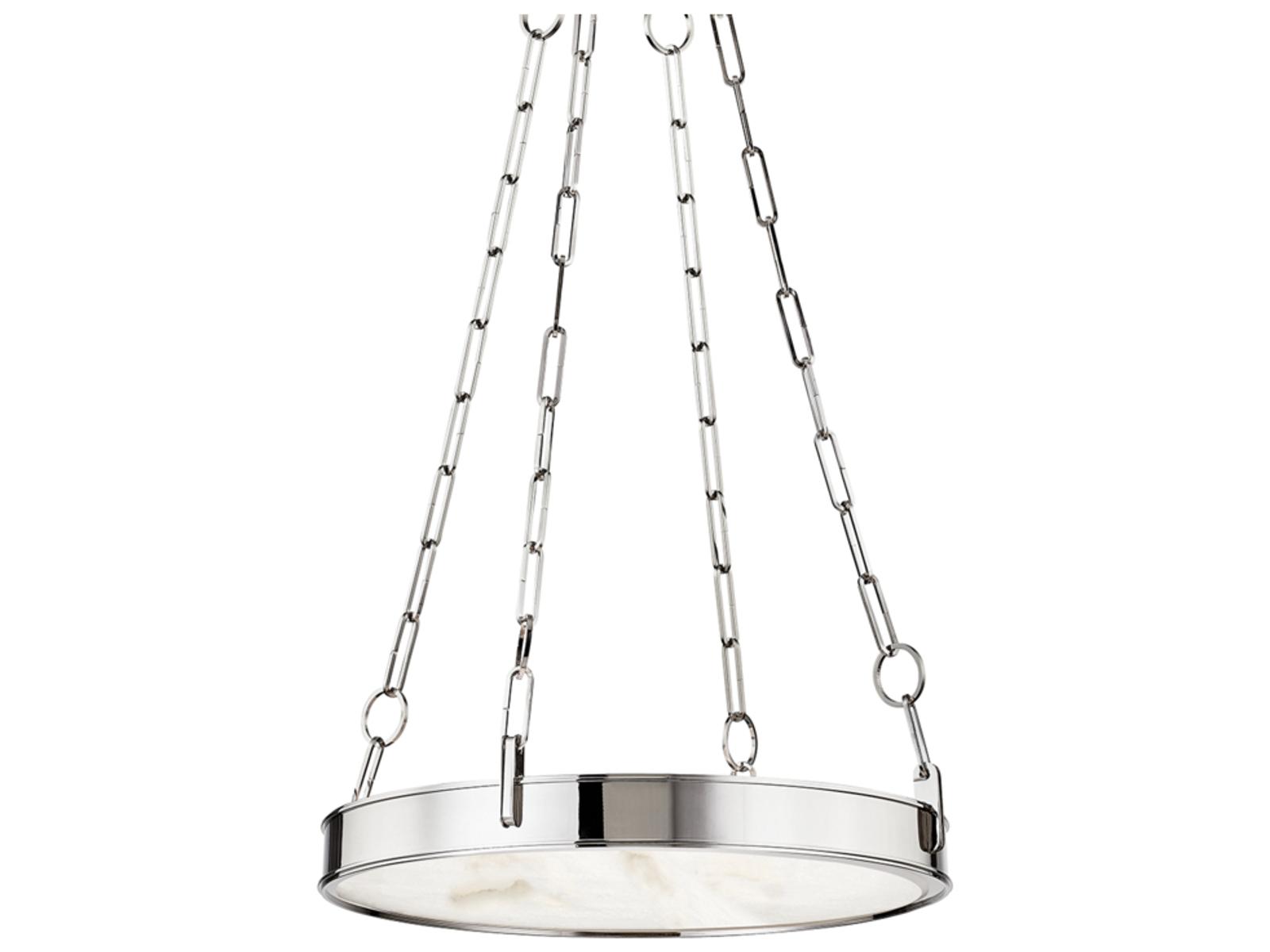 Hudson Valley Kirby 1-Light Round Chandelier in Polished Nickel with White Alabaster