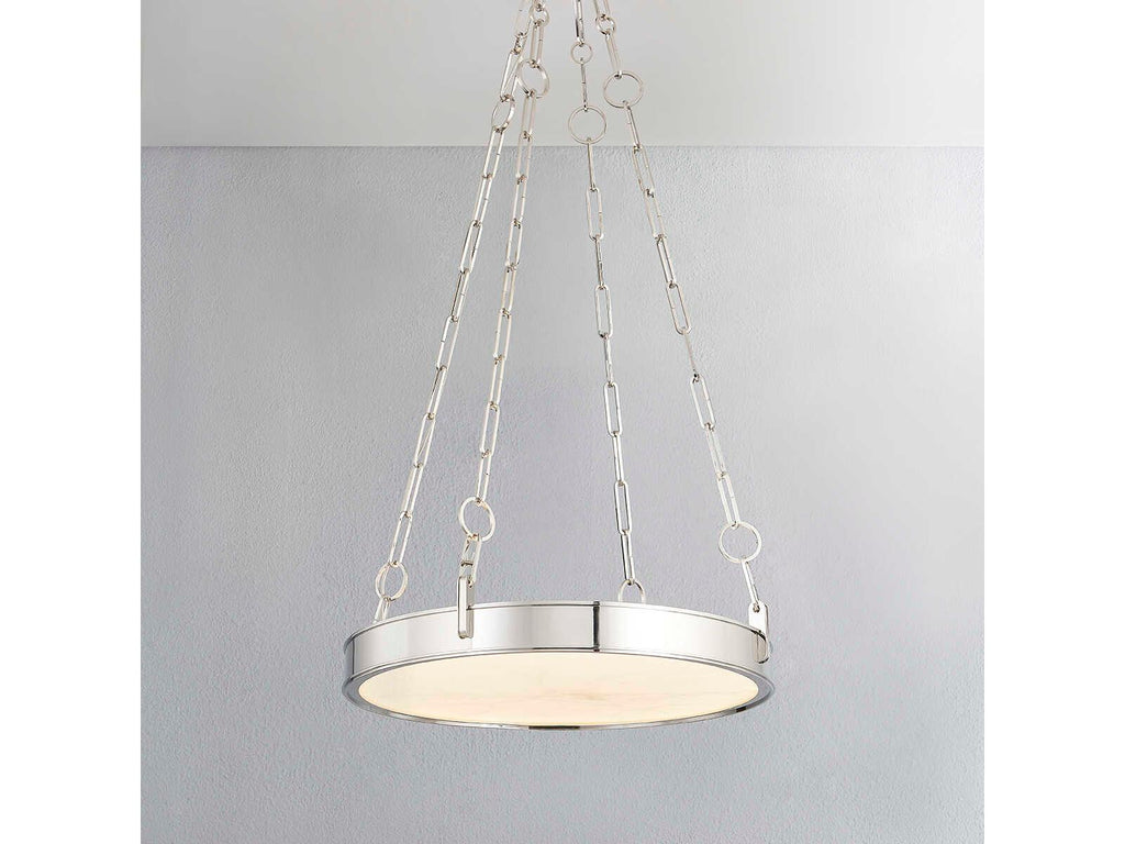 Hudson Valley Kirby 1-Light Round Chandelier in Polished Nickel with White Alabaster