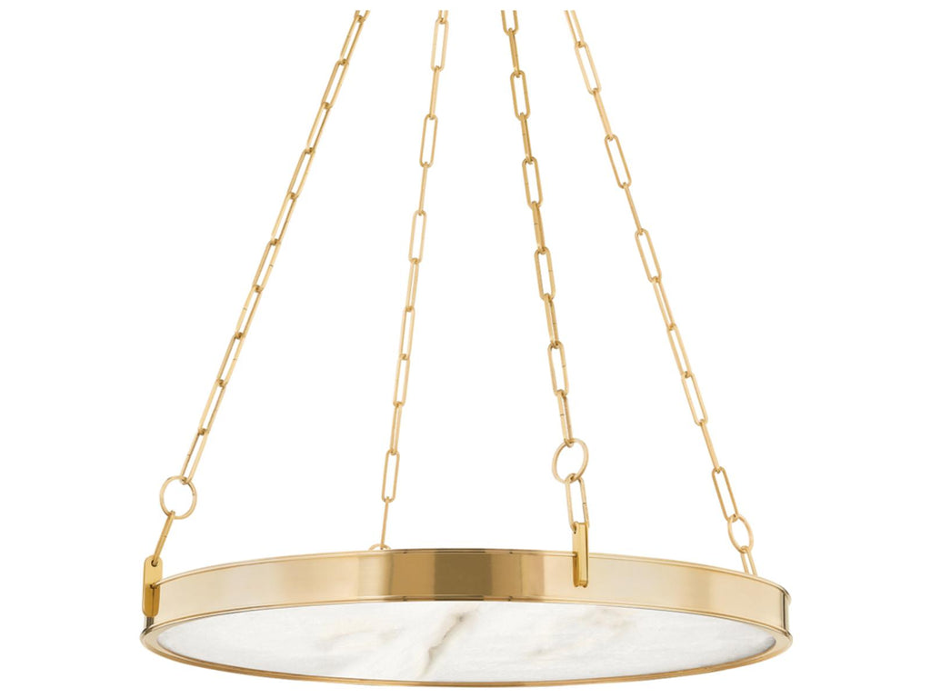 Hudson Valley Kirby 1-Light Aged Brass LED Chandelier with White Alabaster Shade