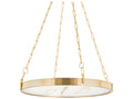 Hudson Valley Kirby 1-Light Aged Brass LED Chandelier with White Alabaster Shade