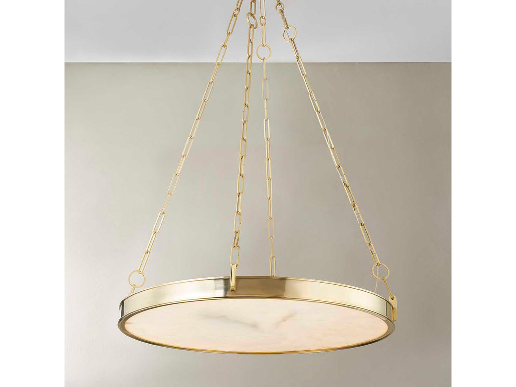 Hudson Valley Kirby 1-Light Aged Brass LED Chandelier with White Alabaster Shade