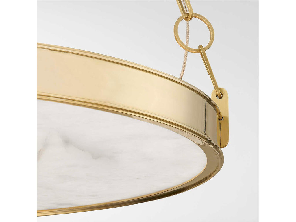 Hudson Valley Kirby 1-Light Aged Brass LED Chandelier with White Alabaster Shade