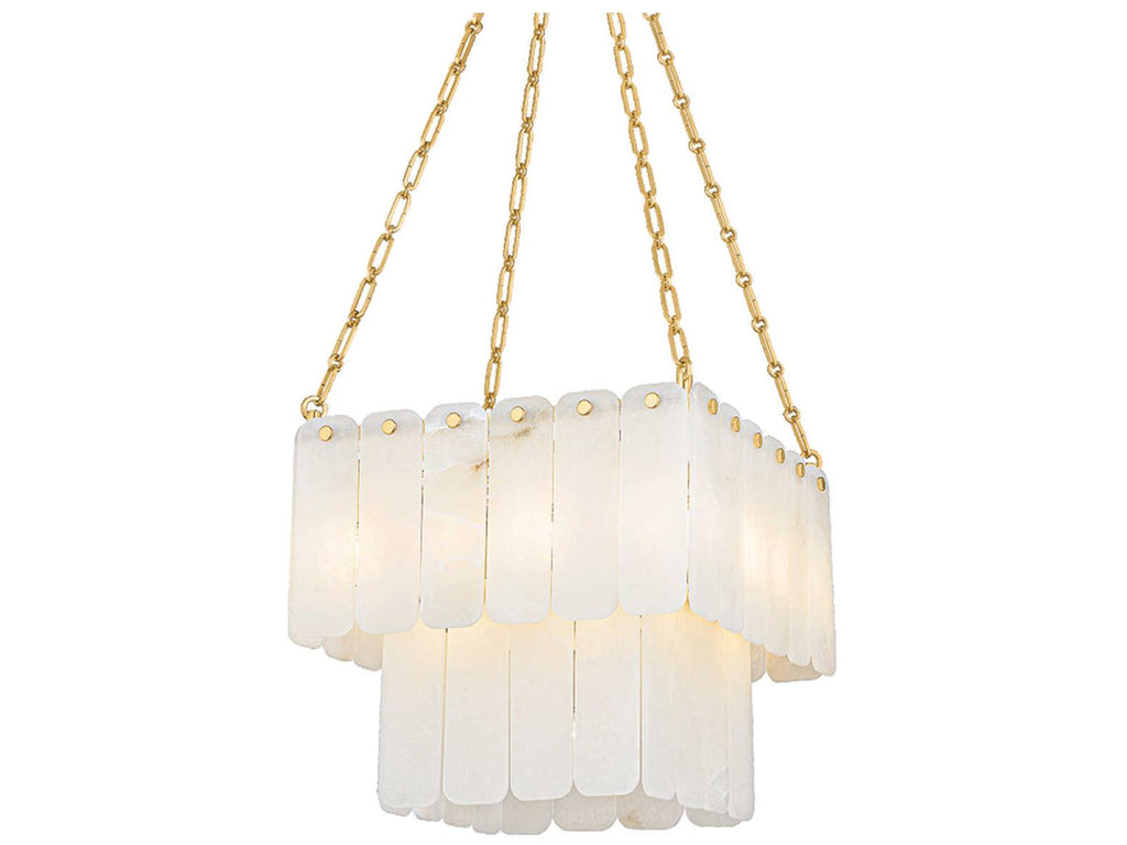 Hudson Valley Moissanite 17-Light Tiered Chandelier in Aged Brass White Alabaster