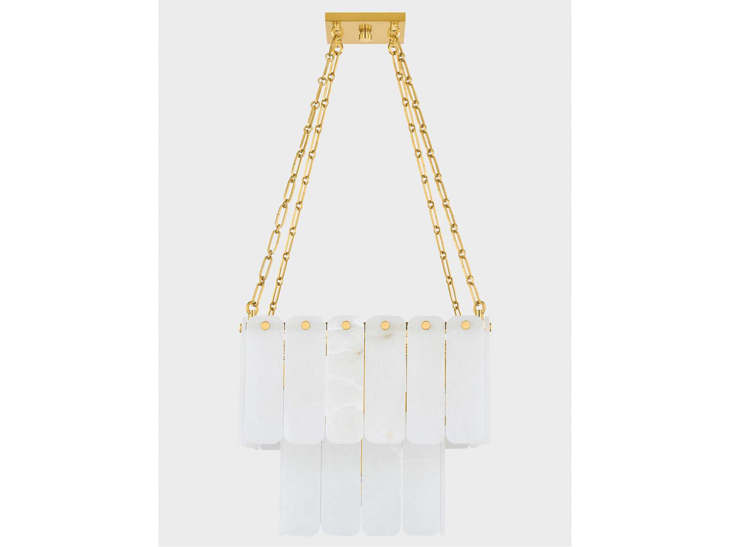 Hudson Valley Moissanite 17-Light Tiered Chandelier in Aged Brass White Alabaster